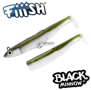Fiiish Black Minnow No2.5 Combo: Jig Head 16g + 2 Lure Bodies 10.5cm - Kaki